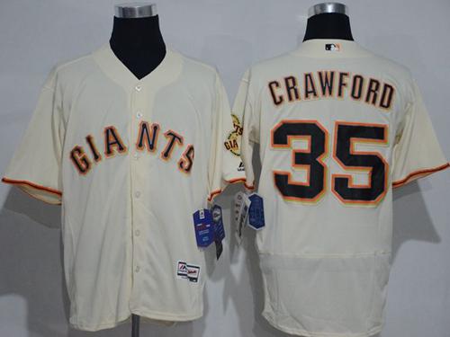 Giants #35 Brandon Crawford Cream Flexbase Authentic Collection Stitched MLB jerseys - Click Image to Close